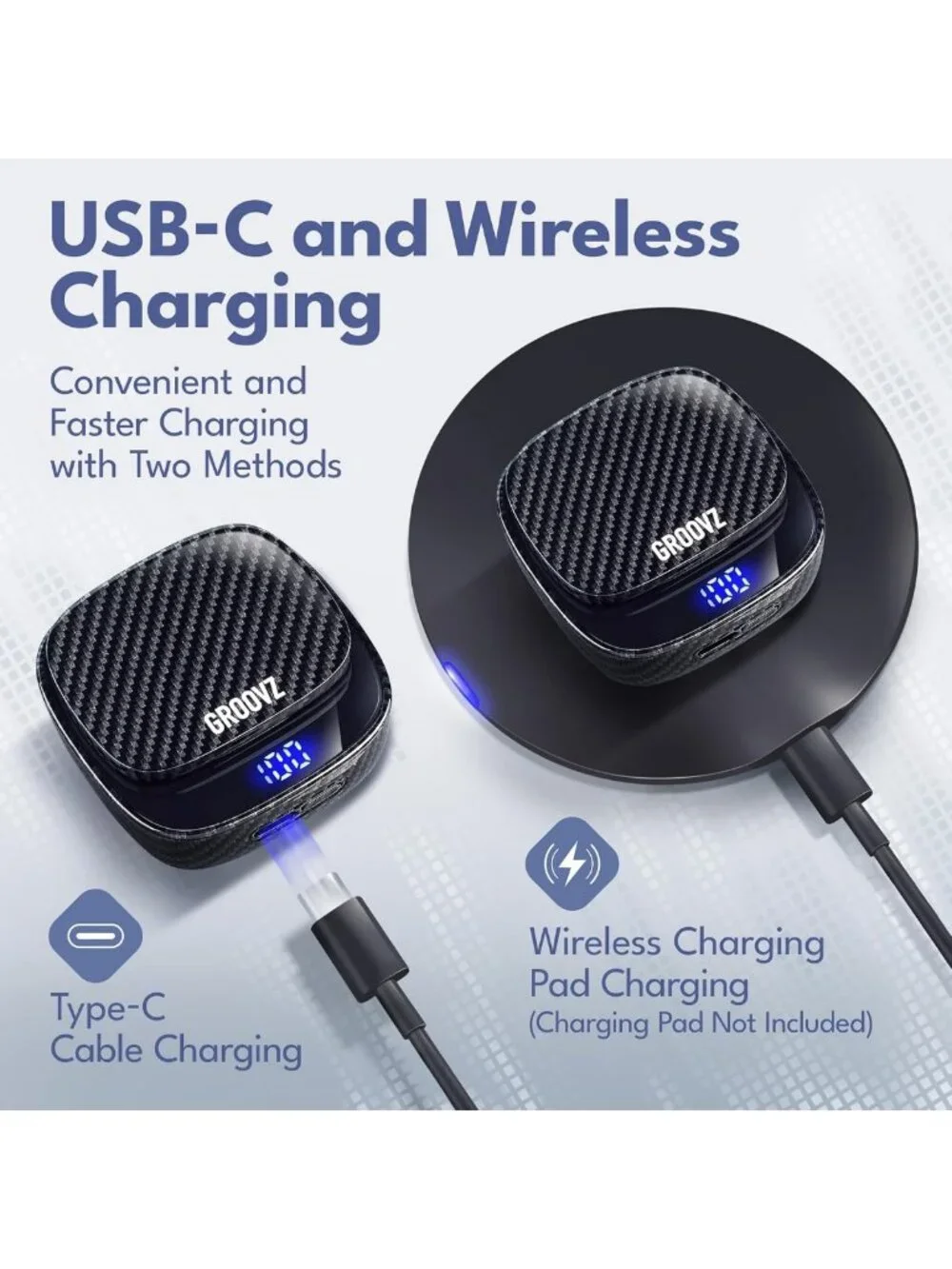 True Wireless Earbuds with Charging Case, IPX4 Water Resistant, 46Hr Battery